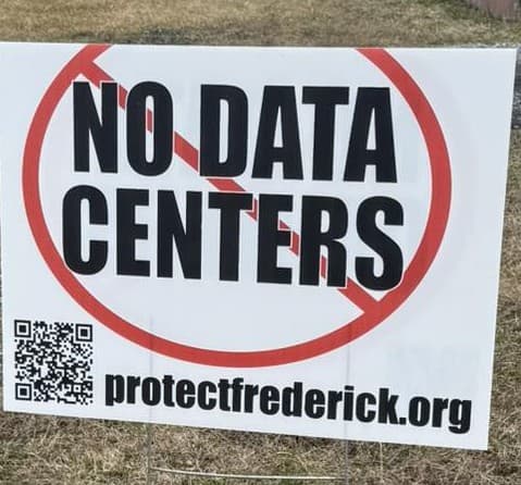 No Data Centers — protectfrederick.org yard sign